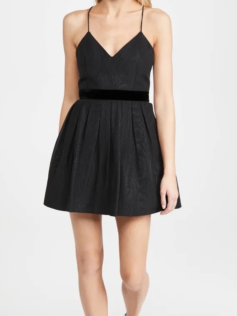 NWT Alice + Olivia Black Madison Pleated Mini Dress